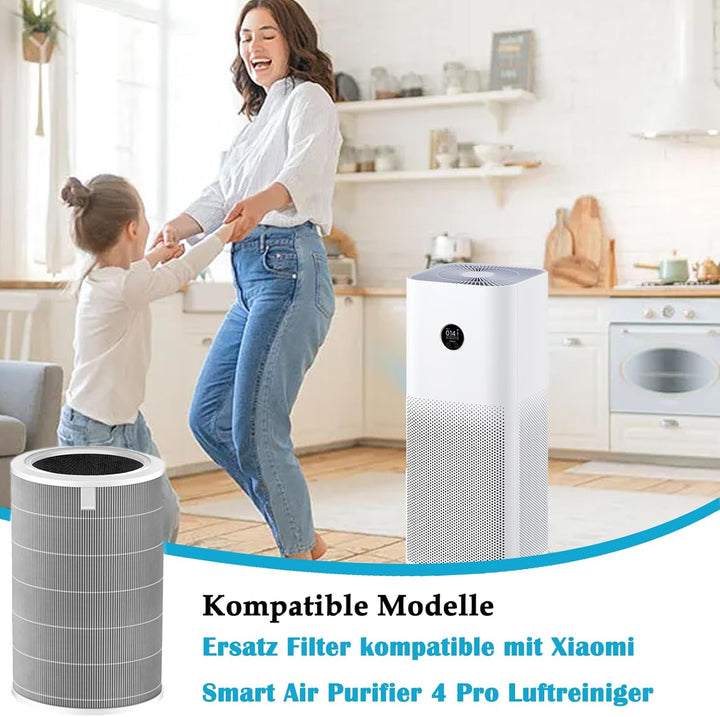 4 Pro Ersatzfilter für Xiaomi Smart Air Purifier 4 Pro Luftreiniger, 3-in-1 Ersatz H13 HEPA Filter u