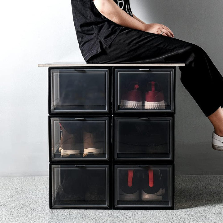 Yorbay Schuhbox, 3er Set, stapelbarer Schuhorganizer, Kunststoffbox mit durchsichtiger Tür, Mehrweg