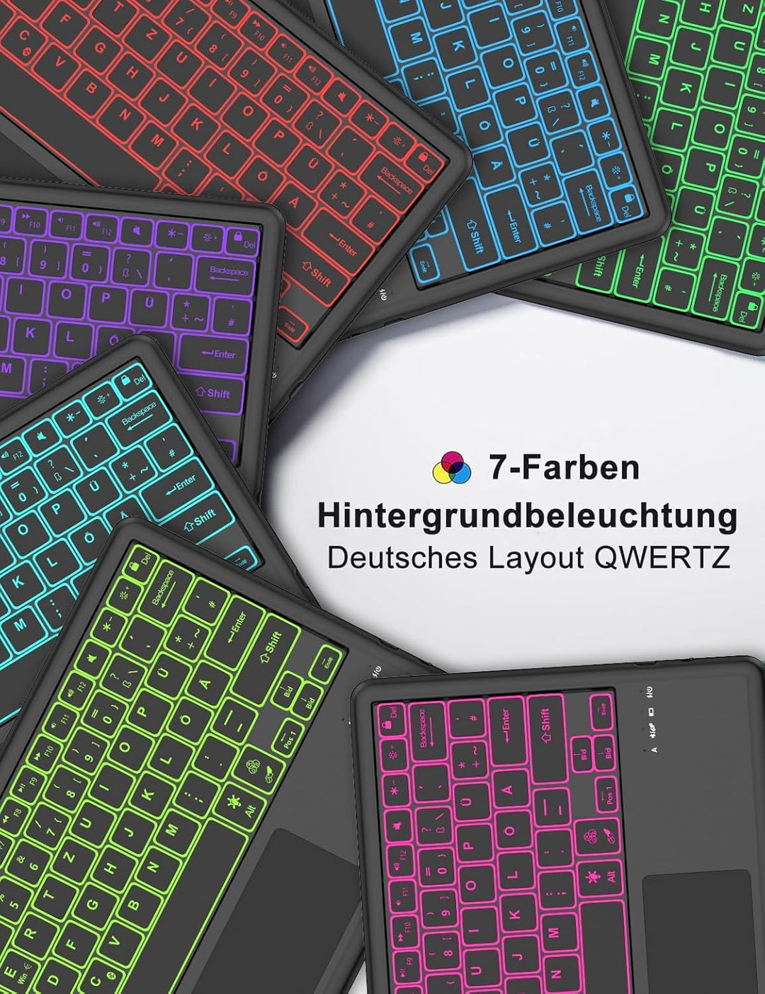 Für Idea Tab Pro 12.7" Hülle mit Touchpad &amp; Beleuchtung QWERTZ | Für Lenovo Idea Tab Pro Tastatur -