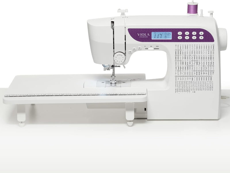 Viola Atelier E215 Elektronische Nähmaschine mit Verlängerungstisch, extra genäht, inklusive CETL215