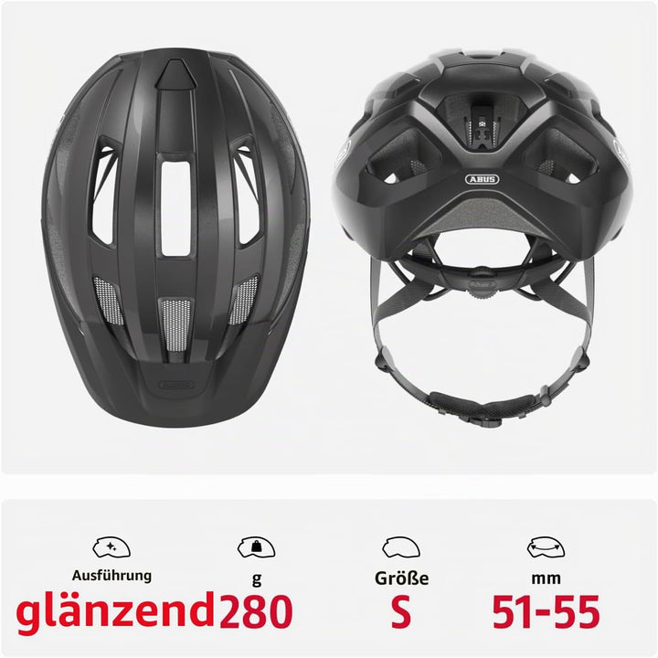 ABUS Rennradhelm Macator - sportiver Fahrradhelm für Einsteiger - auch für Zopfträger/-innen - für D