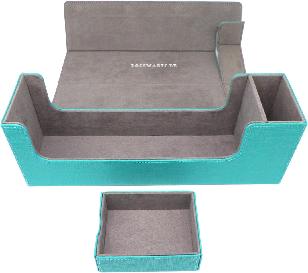 docsmagic.de Premium Magnetic Tray Long Box Mint Medium + 3 Flip Boxes - Aqua Medium + 3 Flip Boxes