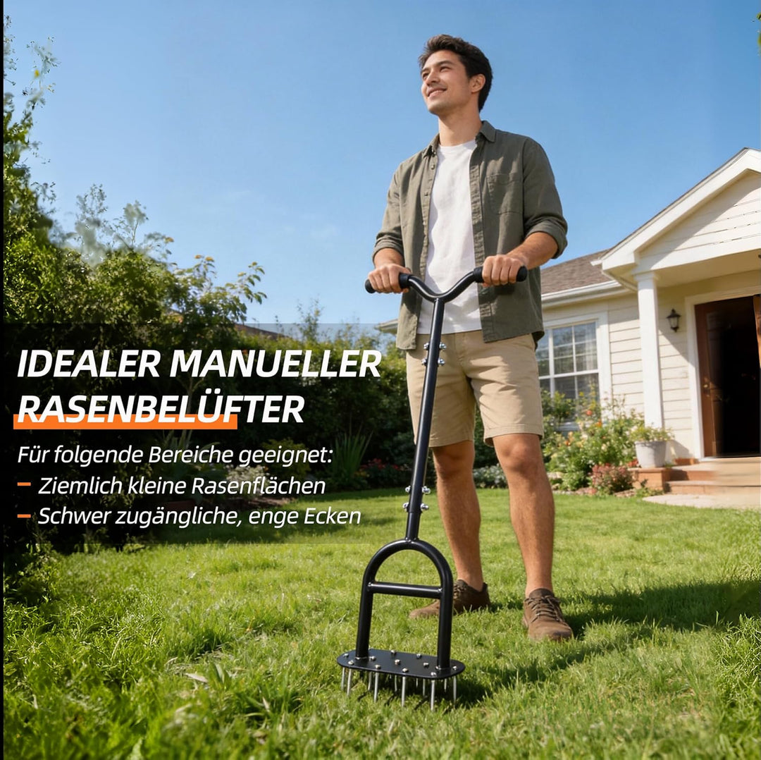 Rasenlüfter, Aerifizierer für Rasen und Rasenbelüfter, Manueller Rasenspecht und Vertikutierer mit S