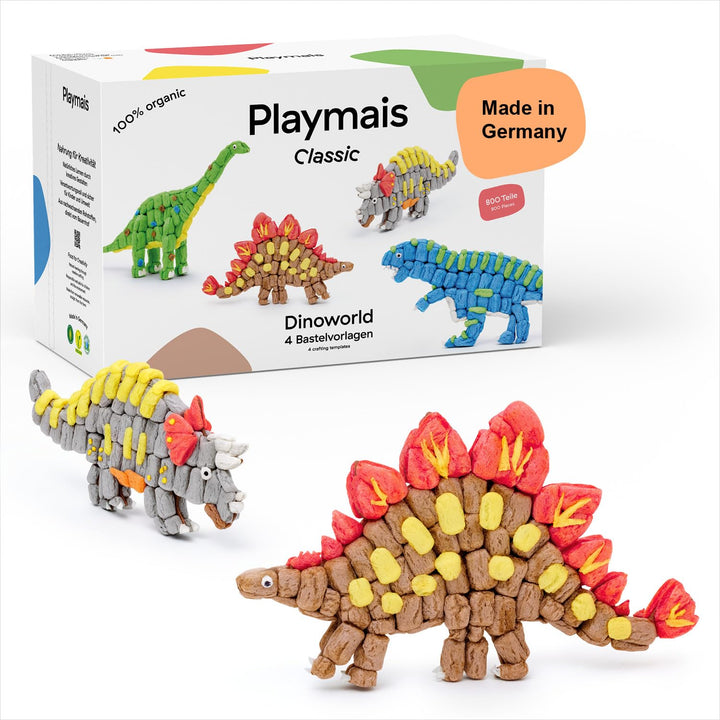 Playmais Classic Dinoworld | 800 Teile | Bastelset | natürliches Spielzeug | inkl. Schwämmchen, Bast