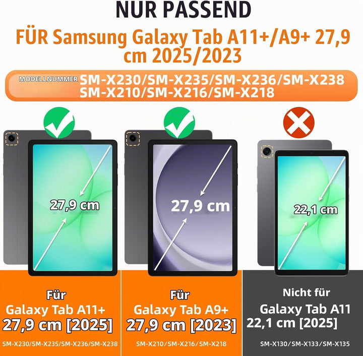 SEYMAC stock Hülle für Samsung Galaxy Tab A9 Plus/ A9+ 11 Zoll 2023, Stossfeste Robuste Hülle mit Di