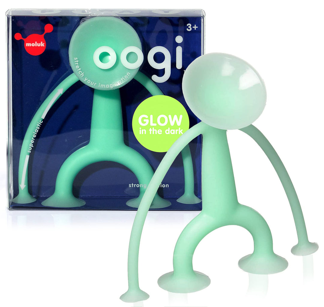MOLUK 43110, OOGI Glow in the Dark, elastische Stretch-Figur mit Saugnäpfen, Lernspielzeug aus Silik
