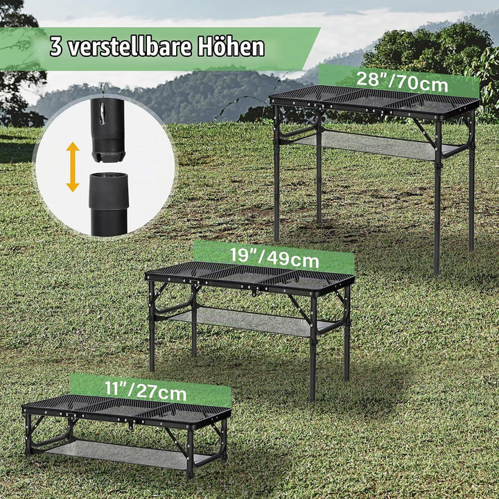 REDCAMP Tragbarer Grilltisch mit Mesh Desktop, 87 x 40cm Leichter Faltbarer Klappbarer Campingtisch