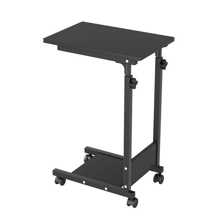 Betttisch mit feststellbaren Rädern und klappbarem Deckel, mobiler Klapptisch, höhenverstellbar, Nac
