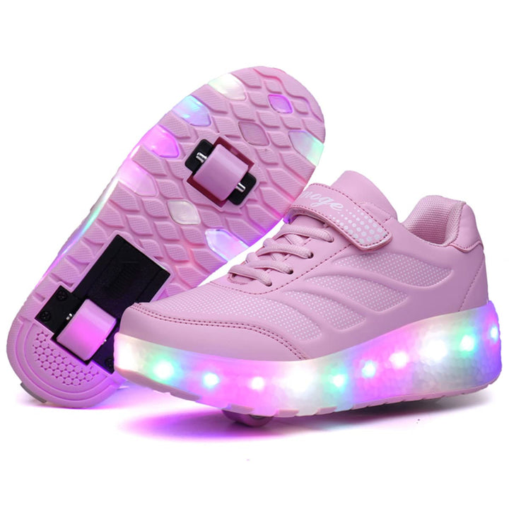 Kinderroller mit LED Licht | Automatisch Einziehbar & Abnehmbare Vorderreifen | Outdoor-Spiel-Schuhe