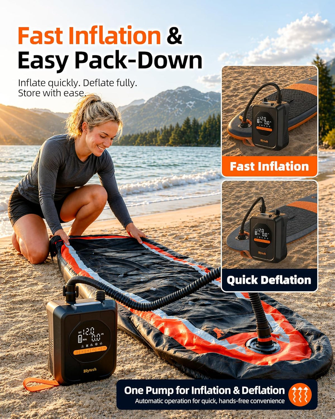 SUP Pumpe Akku,SUP Pumpe elektrisch 20 PSI,tragbare elektrische Luftpumpe für Paddle Board mit 13500