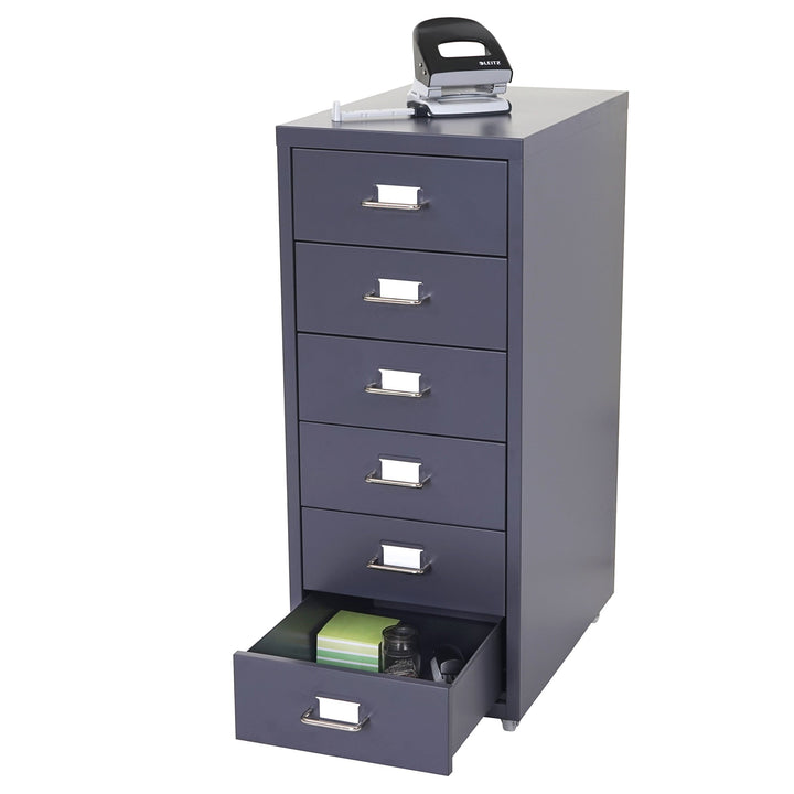 Mendler Rollcontainer Boston T851, Schubladenschrank Stahlschrank, 69x28x41cm 6 Schubladen - dunkelg