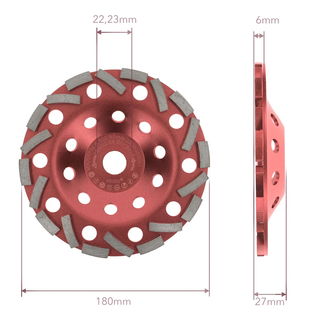 PRODIAMANT Diamant Schleiftopf Extra Speed Beton 180 mm x 22,2 mm Schleifteller für Beton Fliesenkle