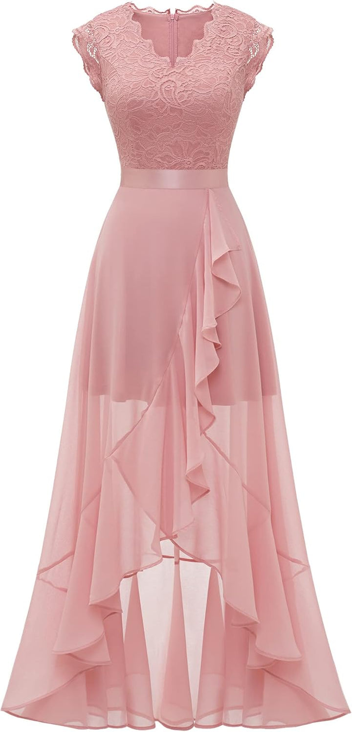 Dressystar Damen Elegant Abendkleider Hochzeit V-Ausschnitt Cocktailkleid Maxi Vokuhila Brautjunferk