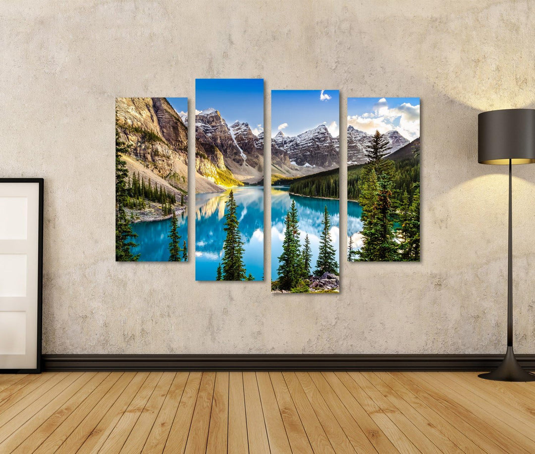 islandburner Bild auf Leinwand Landschaft Sonnenuntergang Blick Auf Morain See Und Gebirge Alberta K