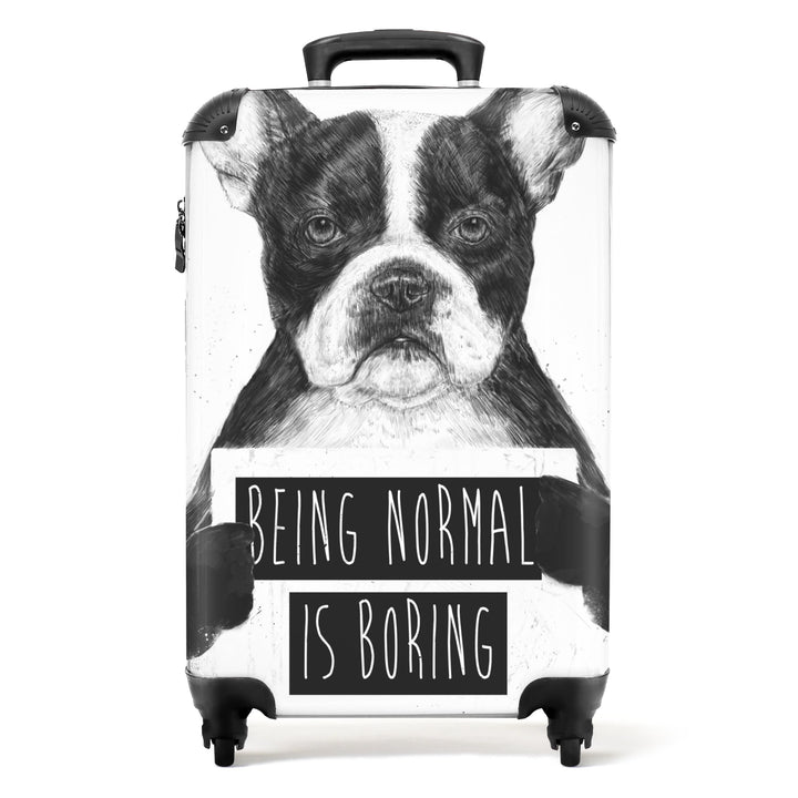 NoBoringSuitcases.com® Koffer Handgepäck Trolley Rollkoffer Kleine Reisekoffer mit 4 Rollen - Hund -
