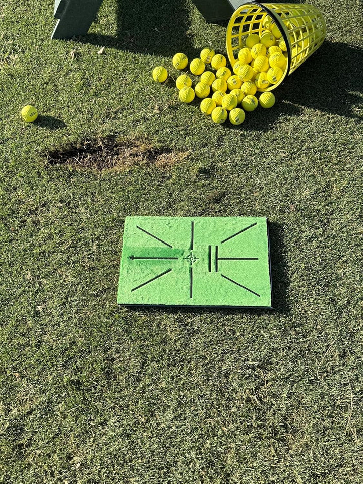 Golf Schlagmatte – Schwungpfad-Erkennung, 35x24 cm AL-Basis mit 7cm Erdspiesse – Golf Trainingsmatte