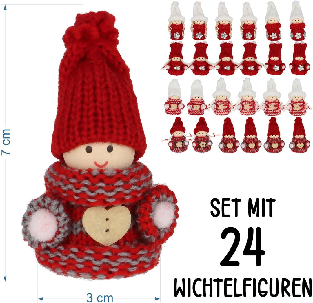 CREOLOGIC Mini-Wichtel Figur 7cm · Baumschmuck· Weihnachtsdekoration · Wintermütze · Deko · Wichtelg