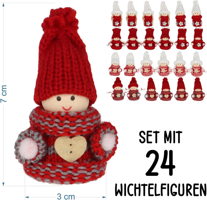 CREOLOGIC Mini-Wichtel Figur 7cm · Baumschmuck· Weihnachtsdekoration · Wintermütze · Deko · Wichtelg