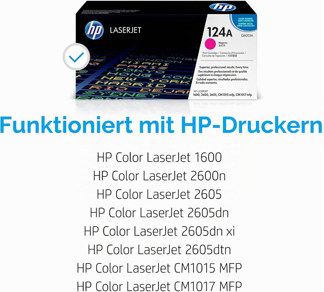 HP 124A (Q6003A) Rot Original Toner für HP Color Laserjet 2600, 2605, 1600, CM1016, CM1017 Standard