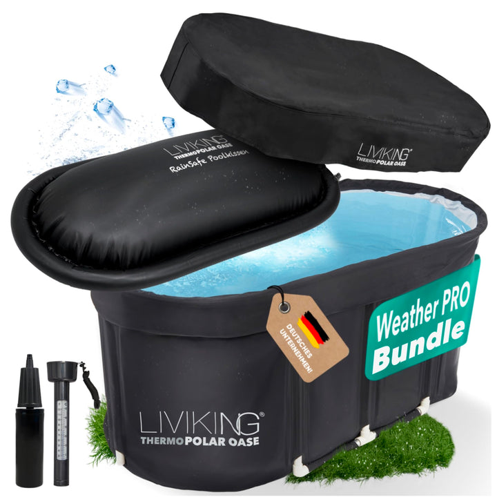 Eisbad + Faltbare Badewanne Erwachsene [120 cm - KOMFORT BUNDLE] Eisbaden Tonne, Mobile Badewanne Ou
