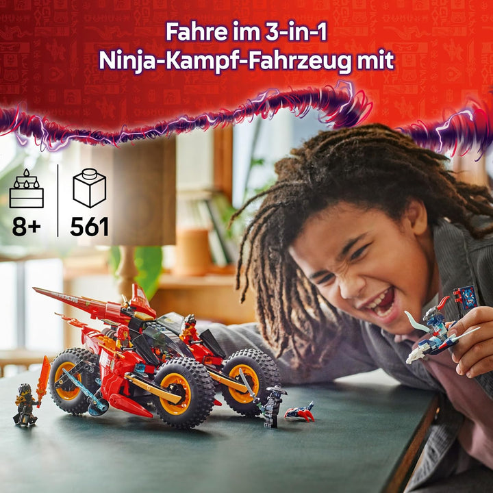 LEGO NINJAGO Ninja-Actionflitzer - 3-in-1-Spielzeug mit 2 Ninja-Bikes, 1 Jet und 6 Minifiguren, eins