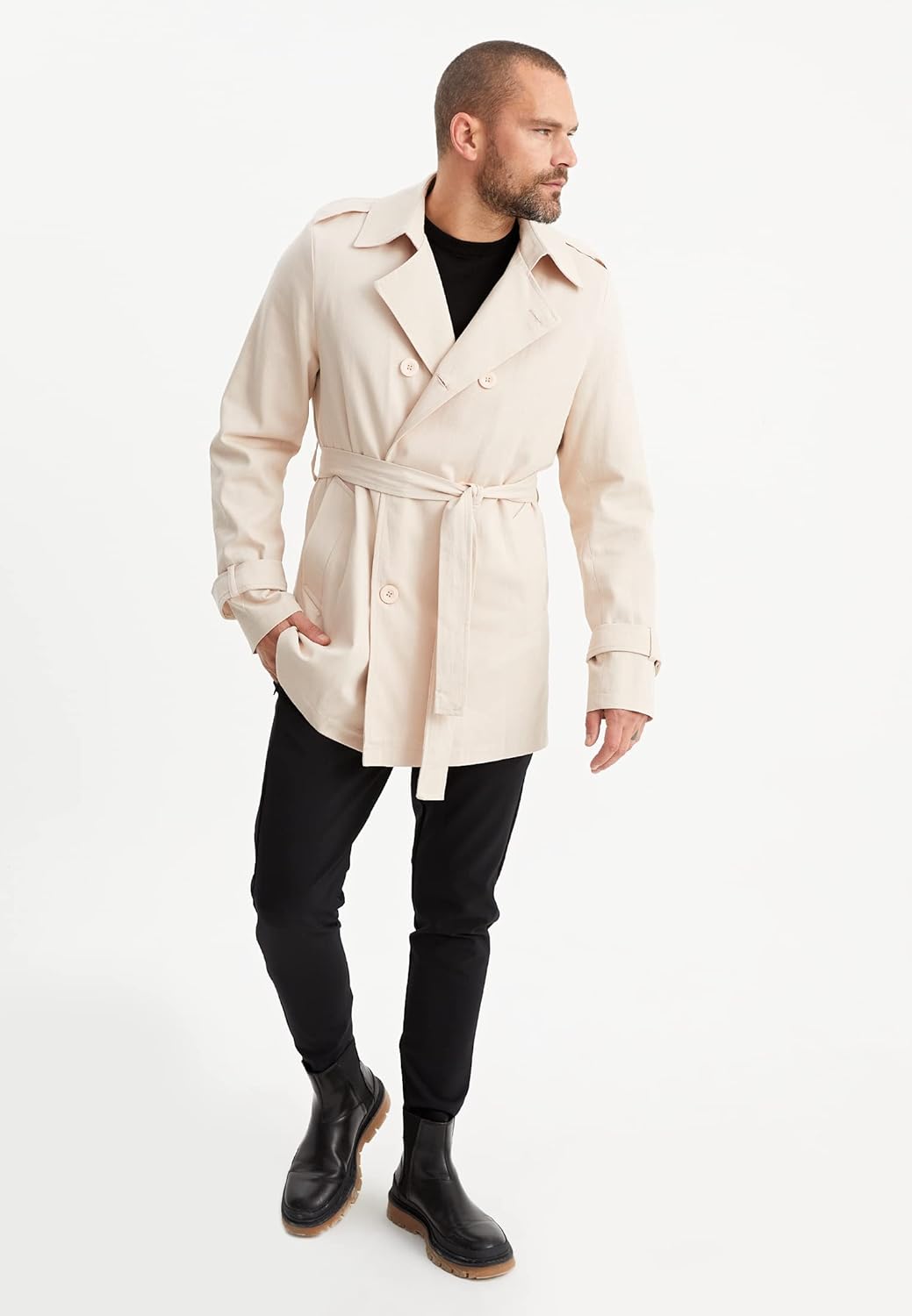 Leif Nelson Trenchcoat Herren kurze Jacke Kurzmantel Halbmantel Business Übergangsjacke Männer Lange