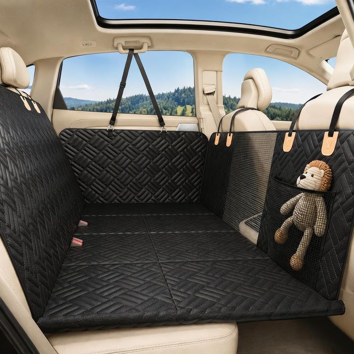 Hundedecke für Auto Rückbank, 129x60cm, Hundesitzbezug mit Harter Unterseite hält 300Pfund, 600D, Kr