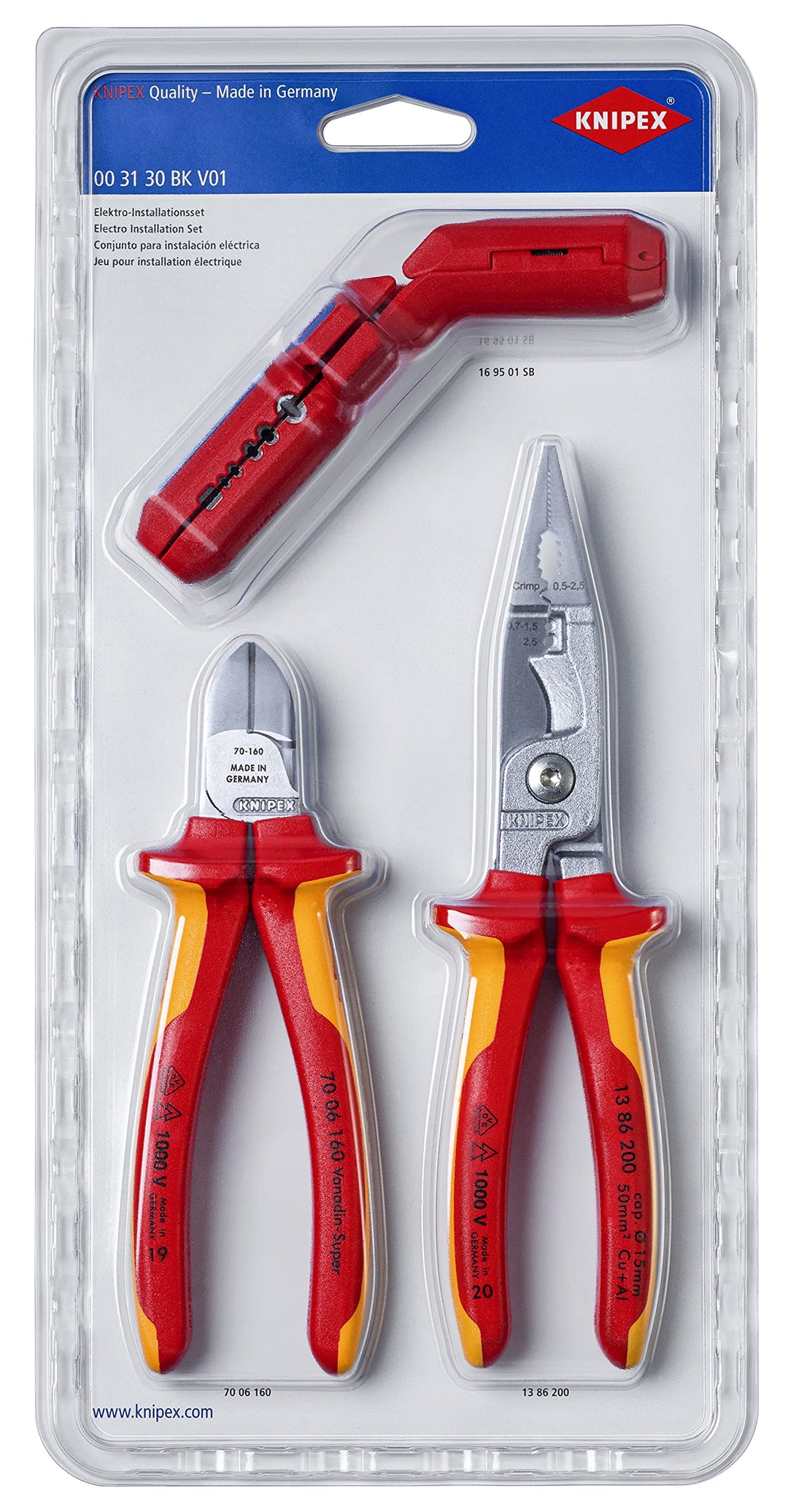 Knipex Wave - Knip Elektro-Installationsset | 00 31 30 BK V01