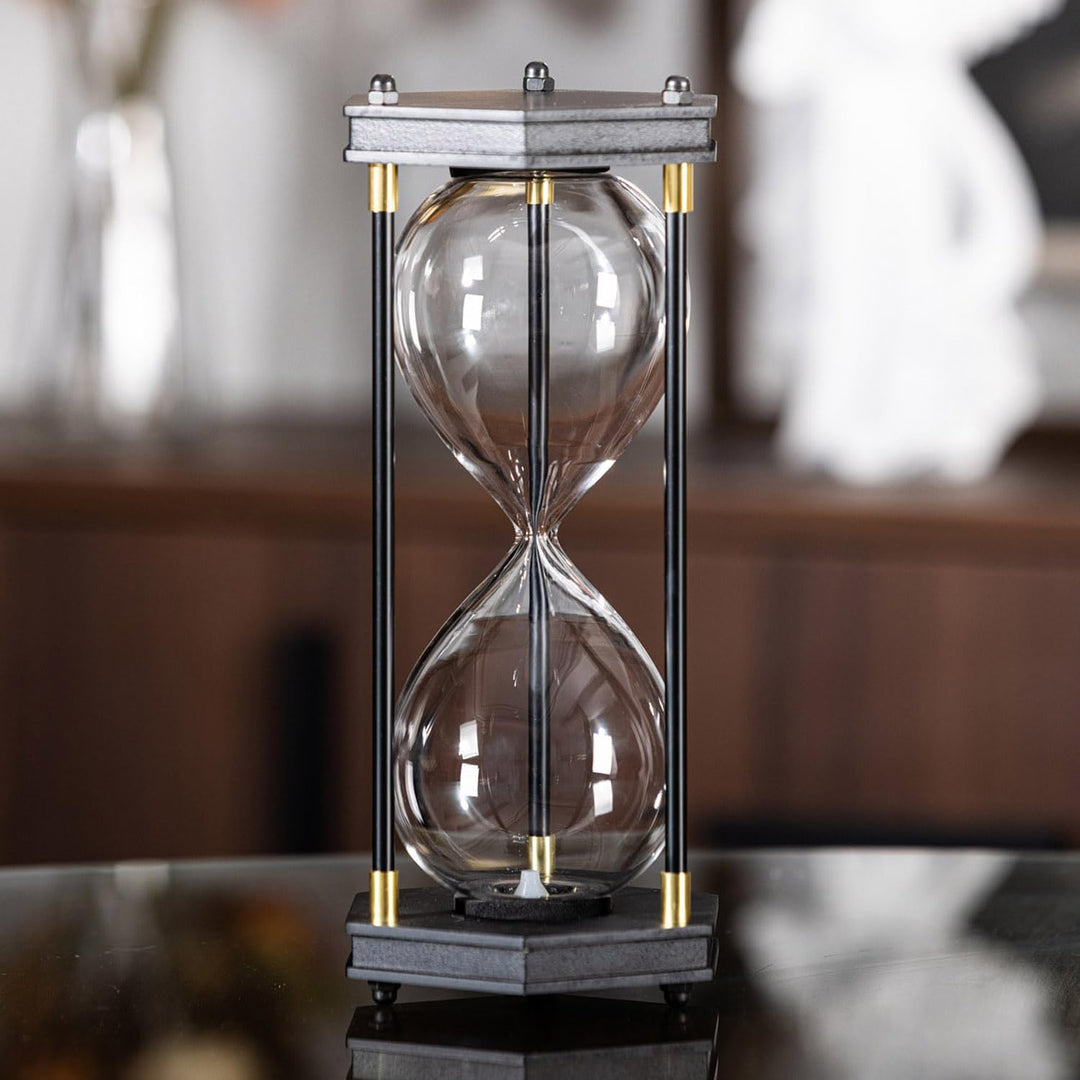 Befüllbare Sanduhr, sechseckiger Holzrahmen, dekorative Sanduhr (leere Sanduhr, grosse Grösse)