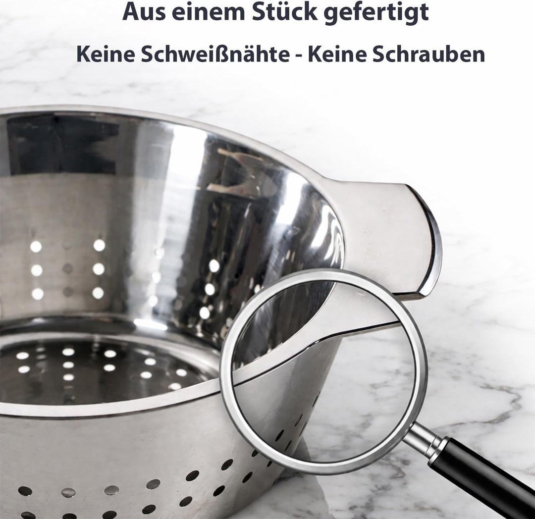 Salatsieb Salatseiher Küchensieb Sieb Edelstahl Seiher Nudelsieb Standseiher | Ø 24 cm Gemüsesieb Ab