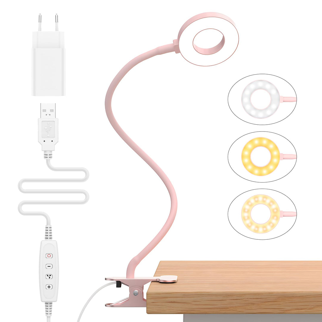 iZELL 23 LED Leselampe Bett Dimmbar -【3 Modi & 10 Helligkeitsstufen】 Augenschutz Klemmlampe mit 40cm