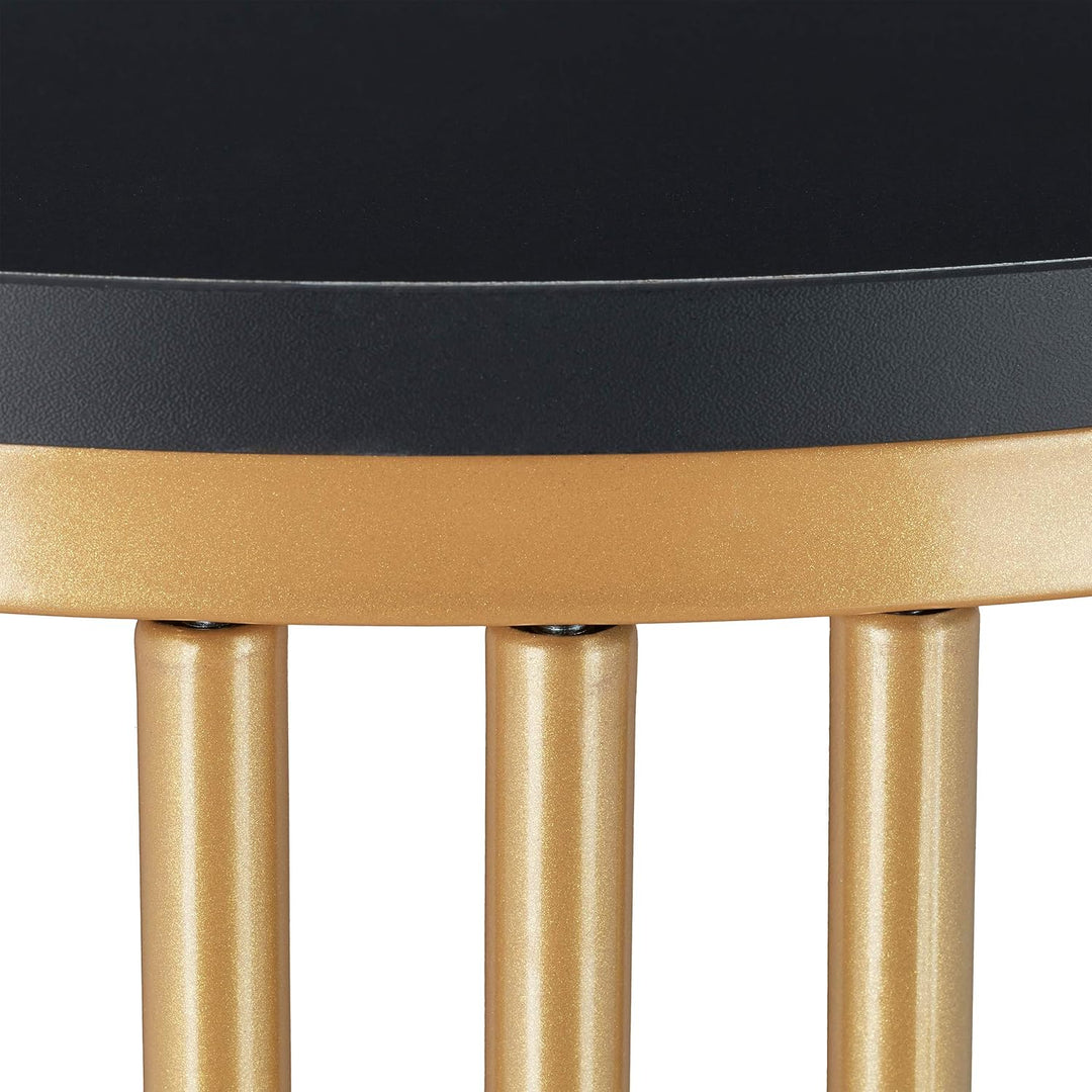 Relaxdays Beistelltisch MARMO, Metall & MDF, runder Sofatisch, schwarz/Gold | für Wohnzimmer, Marmor