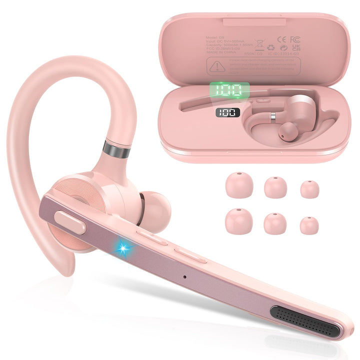 Bluetooth Headset V5.3, Wireless Freisprech Telefon mit CVC 8.0/ENC Dual Mic, APTX, Mute Zwei-Geräte
