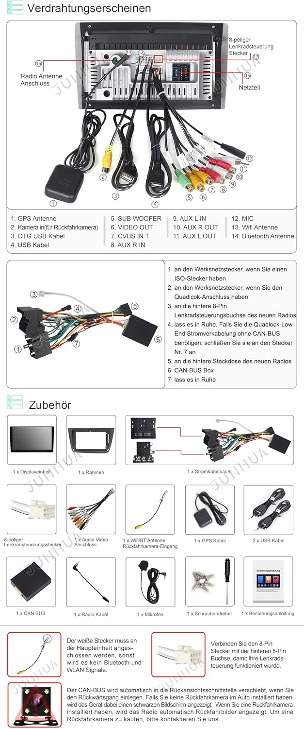 JUNHUA 9" Android 12 2GB+32GB Autoradio Navi für SEAT Leon MK2 2005-2012, mit 1280 * 800, Unterstütz