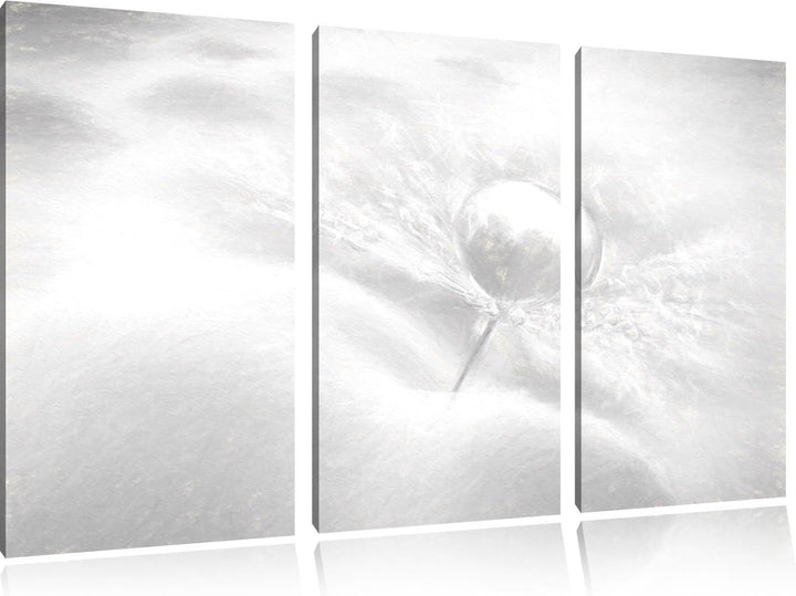 Pixxprint Tautropfen Pusteblume / 3-Teilig/Gesamtmass 120cm Leinwandbild bespannt auf Holzrahmen/Wan
