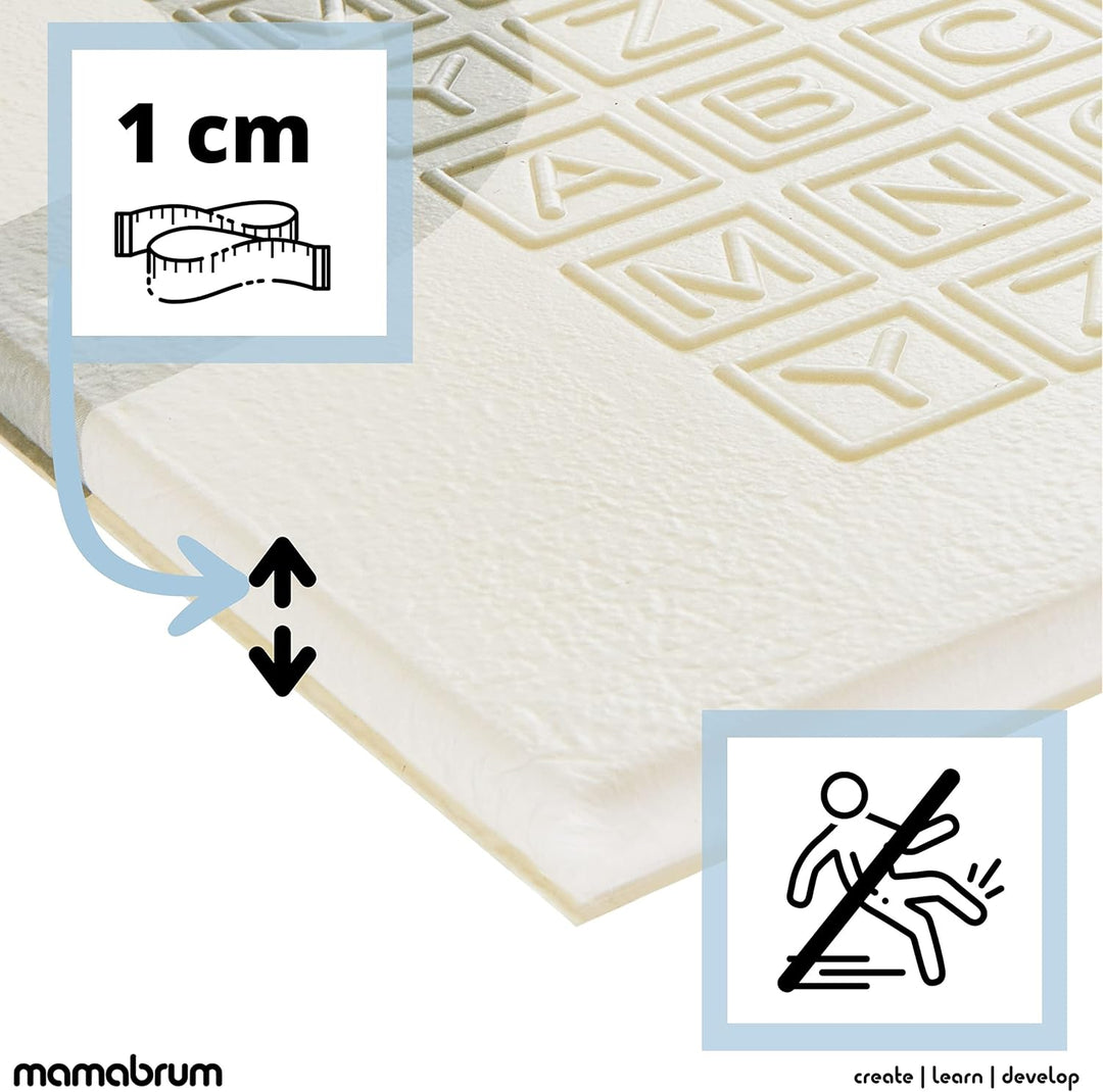 Mamabrum Baby Spiel Matte Spielmatte, 200 x 180 x 1.0 cm, Faltbare Schaumstoffmatte Krabbelmatte Was