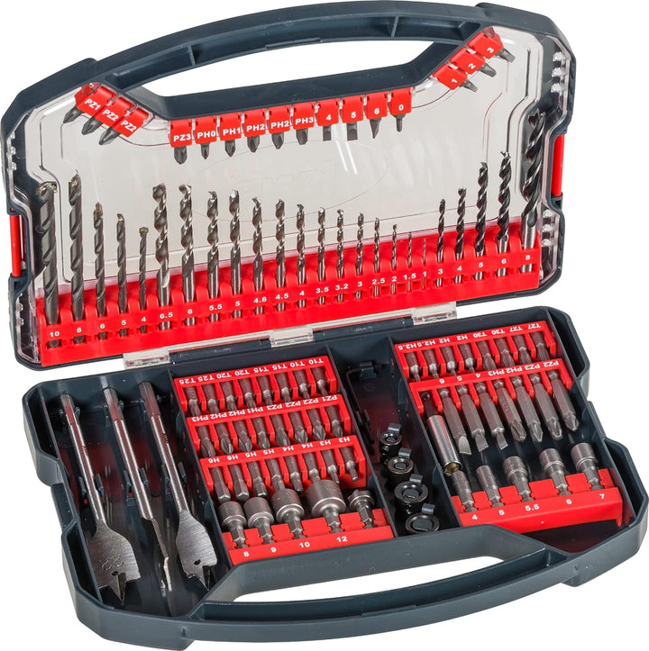kwb Power-Box 101-tlg. Bohrer- und Bit-Set, bestehend aus Bits, Stecknüssen, Stein-Bohrer, Holz-Bohr