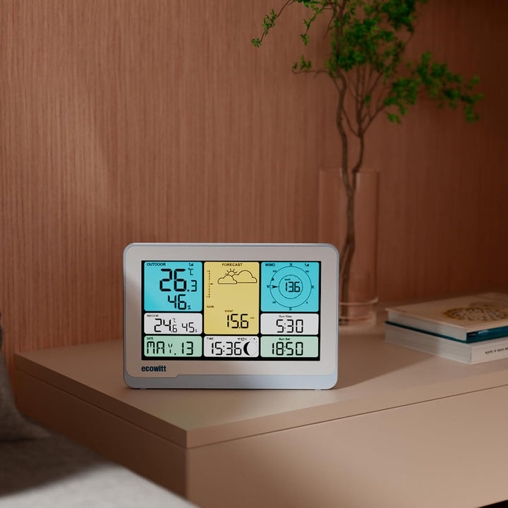 ECOWITT Konsole WS3820_C für Wetterstationen, 7,5 Zoll drahtloses Farb-LCD-Display für Zuhause, Eing