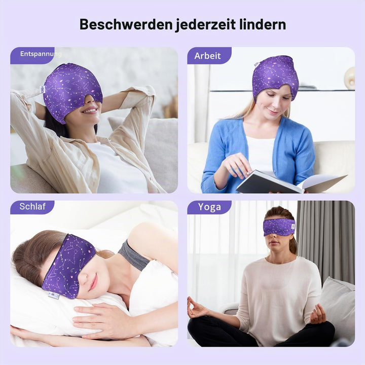 2 Stück Migräne Maske und Augenmaske Kühlend, Migräne Kühlmaske, Migraine Relief Cap, Kopfschmerzen