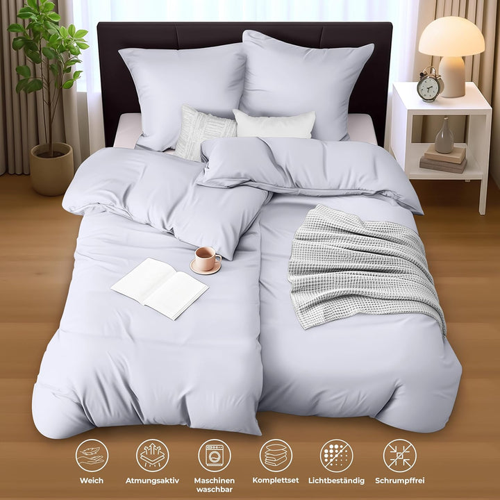 Utopia Bedding Bettwäsche 135x200 4teilig - Mikrofaser 2 Bettbezug 135x200 cm + 2 Kissenbezüge 80x80