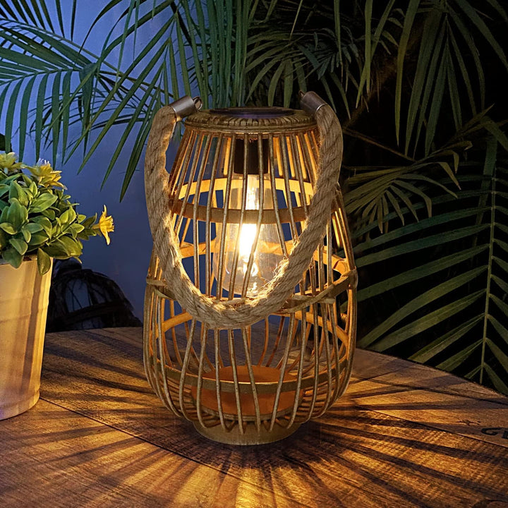 Pearlstar Rattan Solarleuchte, Hängend Solar Laterne für aussen Gartendeko Wasserdicht für Aussen Ve