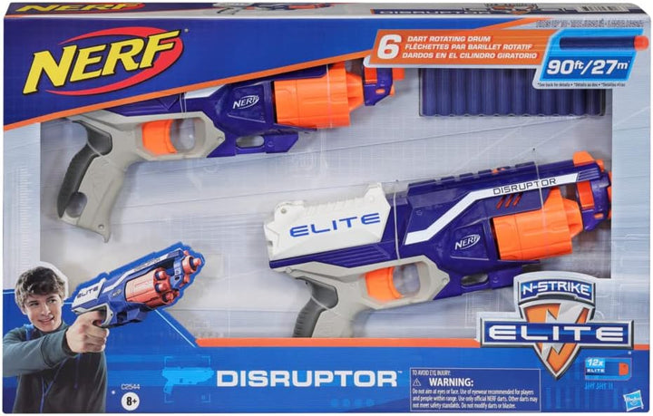 Nerf Elite Disruptor 2er-Pack – 2 Disruptor Blaster, 12 Nerf Elite Darts – 6-Dart Rotationstrommel,