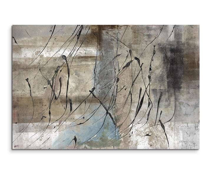 Paul Sinus Art 80x60cm Fotoleinwand Leinwanddruck Kunstdruck Wandbild grau beige schwarz Striche
