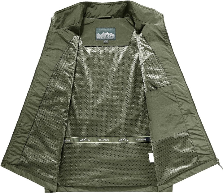 Herren Outdoor Weste Leicht Atmungsaktiv Schnelltrocknende Anglerweste Freizeitweste mit Vielen Tasc