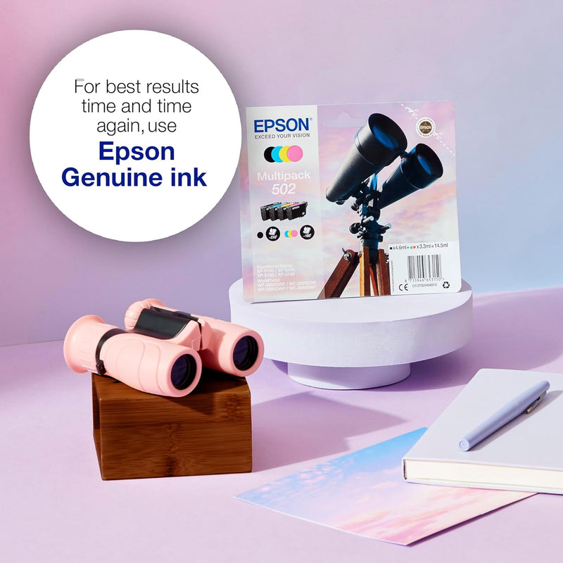 Epson Original 502 Tinte Fernglas Multipack 4-farbig Standard, XP-5100 XP-5105 XP-5150 XP-5155 WF-28