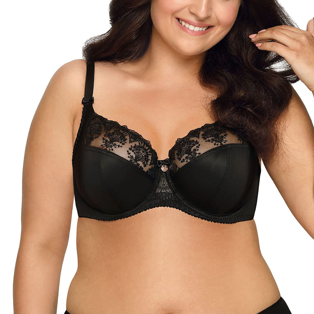 AVA Dame Soft-BH Träger Stickerei Schleife 1922 Freesia 65E Schwarz, 65E Schwarz