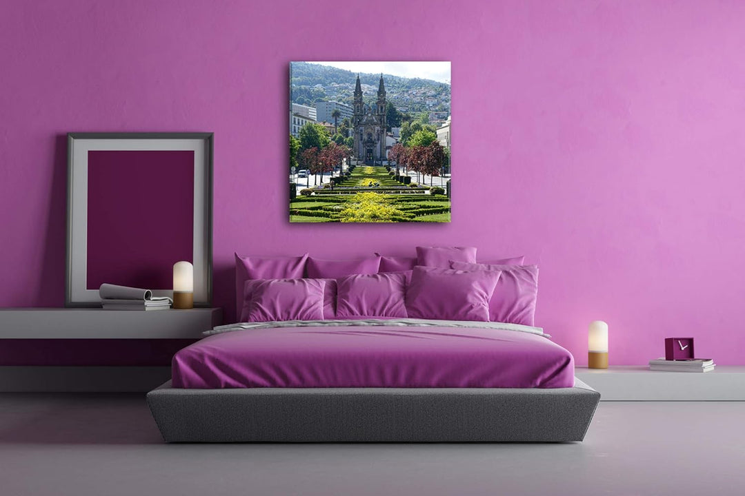 deyoli Elegante Parkanlage Einer Kathedrale Format: 60x60 als Leinwandbild, Motiv fertig gerahmt auf
