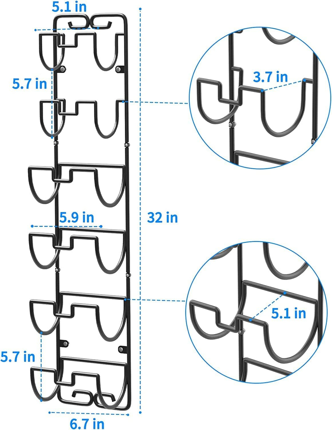 Handtuchhalter zur Wandmontage, Hängend Handtuchstange fürs Badezimmer mit 6 Fächern, Badetuchhalter