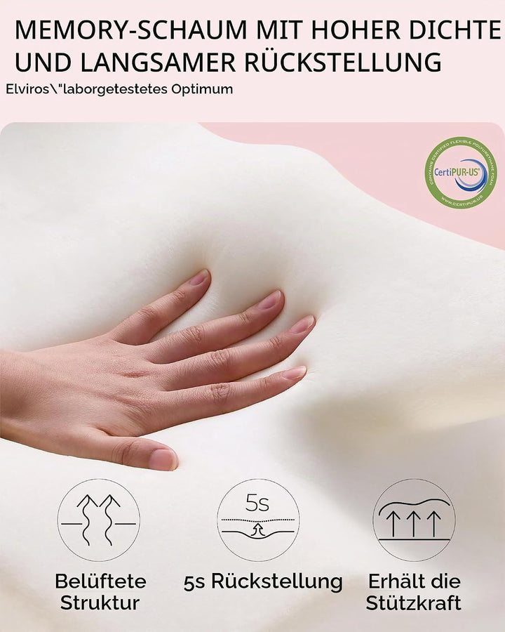 Elviros Orthopädisches Nackenkissen aus Memory Foam, Ergonomisches Kopfkissen Nackenschmerzen, für R