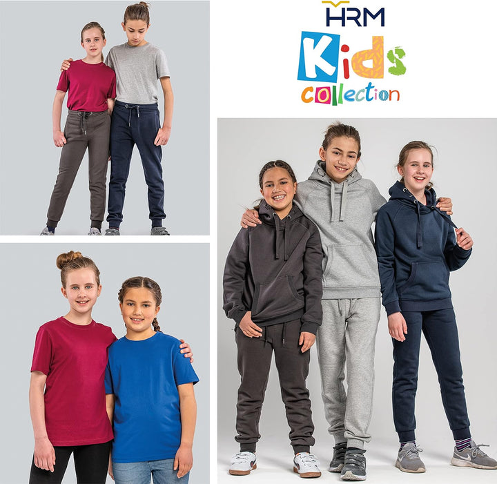 HRM Unisex Kid‘s Premium Raglan Hoody, dunkelgrau I Fair Trade Hoodie Kinder mit Kapuze, 320 g/m² I